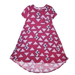 Disney LulaRoe Minnie Mouse Carly Dress Retro 90s Pink Sz Medium